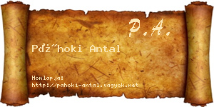Páhoki Antal névjegykártya